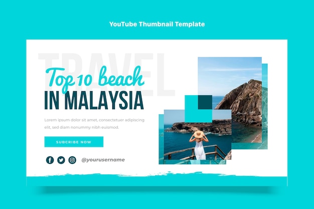 Flat design travel youtube thumbnail