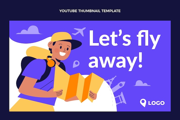 Flat design travel youtube thumbnail