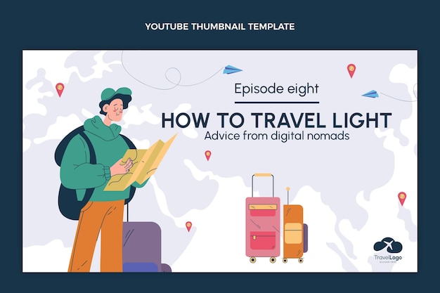 Flat design travel youtube thumbnail