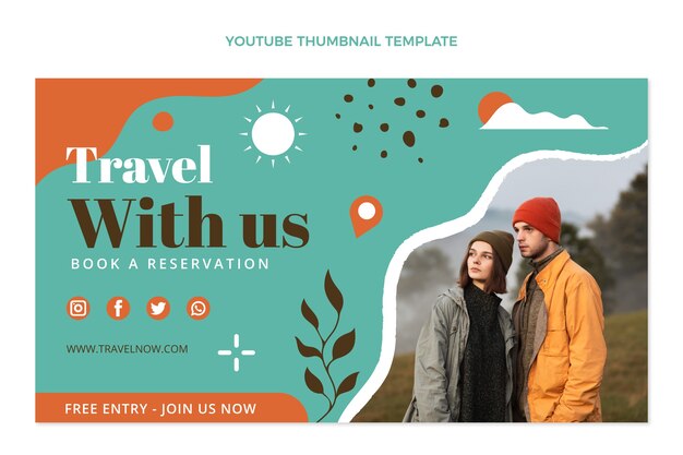 Flat design of travel youtube thumbnail