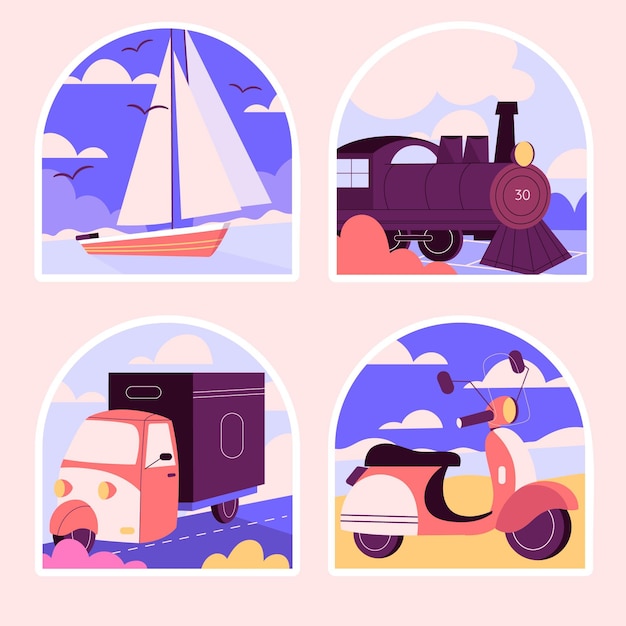 Free Vector flat design traveling stickers set