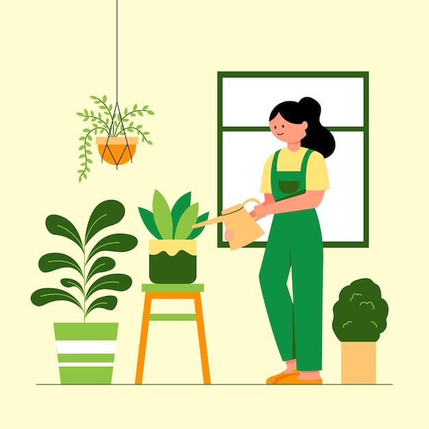 Flat design tree planting illustration