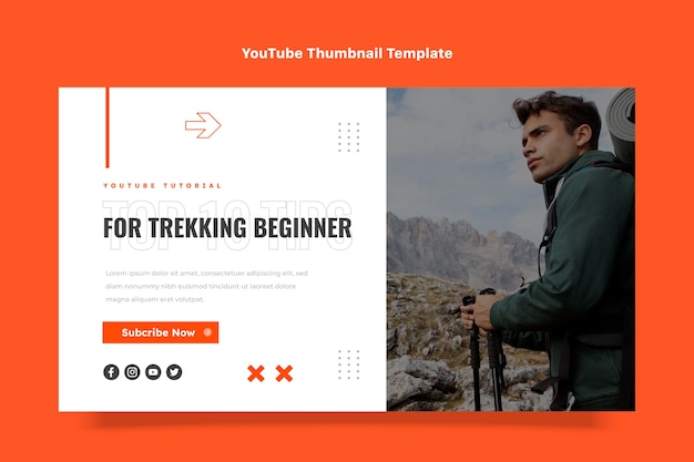 Flat design trekking beginner youtube thumbnail