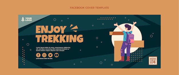 Flat design trekking facebook cover