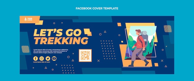 Flat design trekking facebook cover