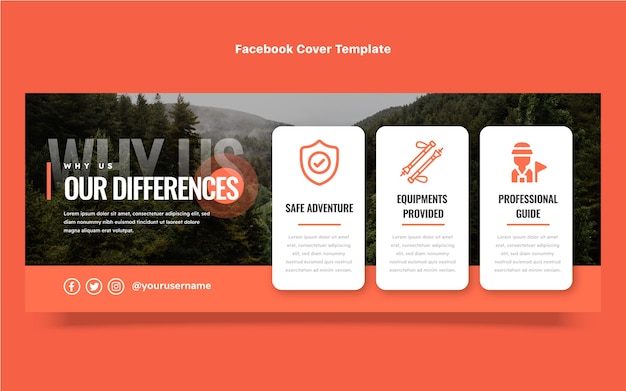 Free vector flat design trekking facebook cover