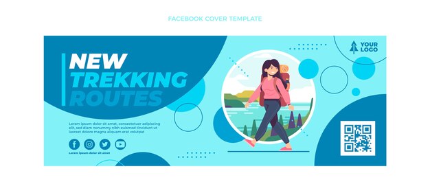 Flat design trekking facebook cover