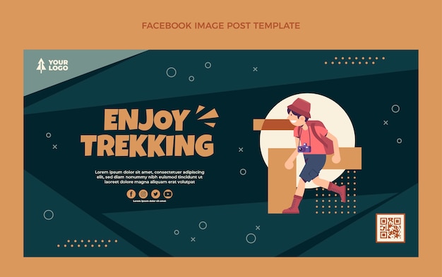 Flat design trekking facebook post