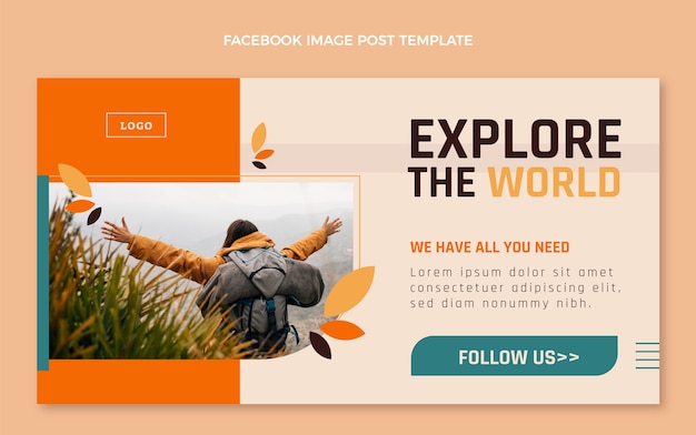 Flat design trekking facebook post