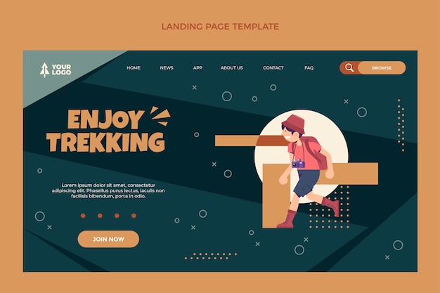 Flat design trekking landing page