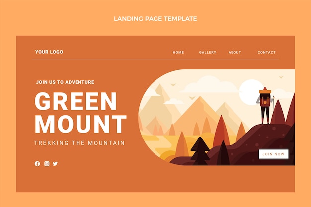 Free Vector flat design trekking landing page