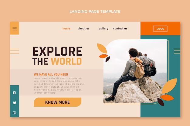 Flat design trekking landing page