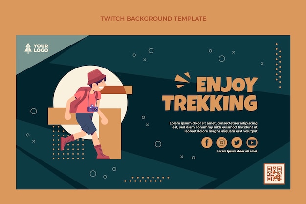 Flat design trekking twitch background