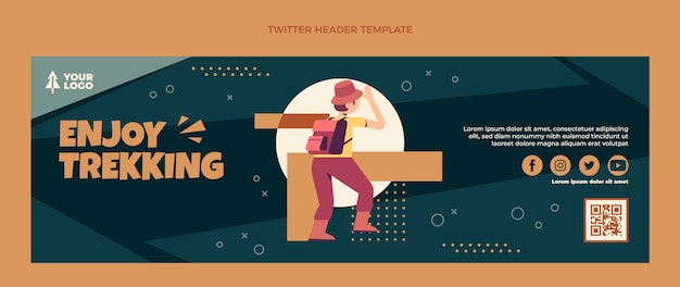 Flat design trekking twitter header