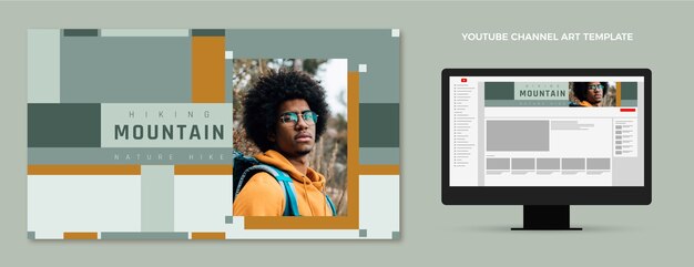 Flat design trekking youtube channel art template