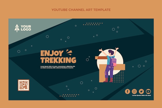 Flat design trekking youtube channel art