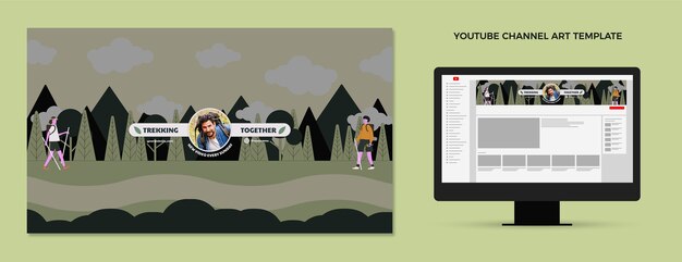 Flat design trekking youtube channel art