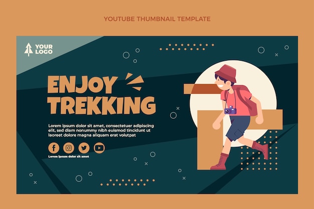 Flat design trekking youtube thumbnail