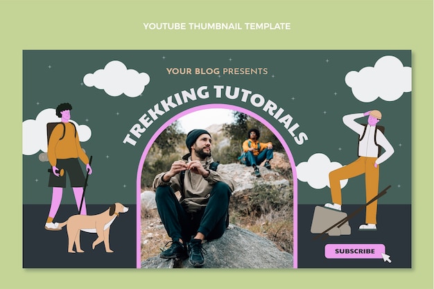 Flat design trekking youtube thumbnail