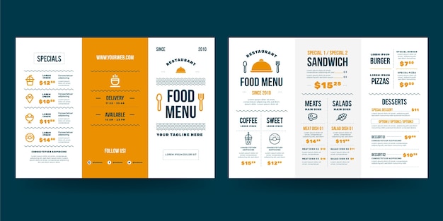 Flat design  trifold menu template