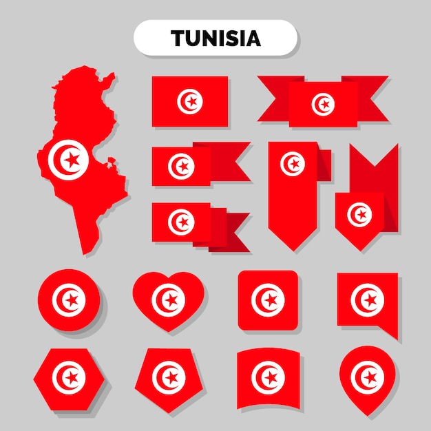 Flat design tunisia national emblems