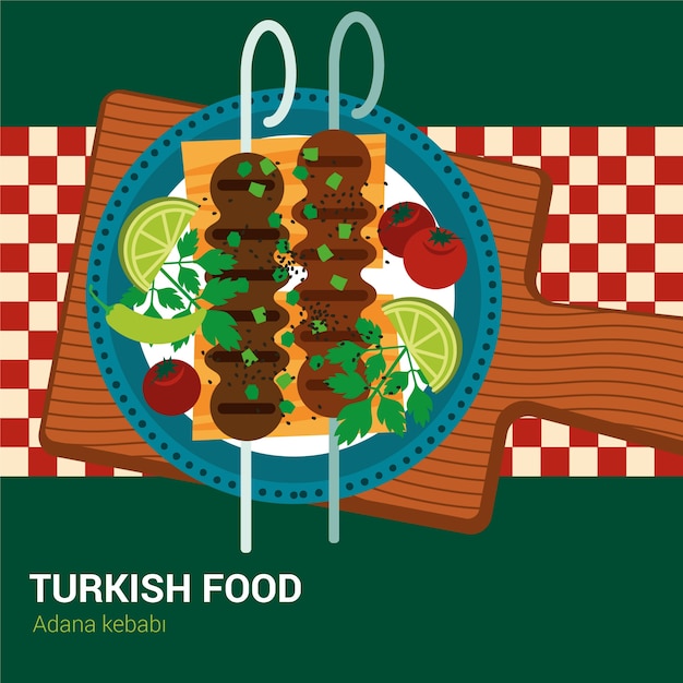 Free Vector flat design turkish food illustration