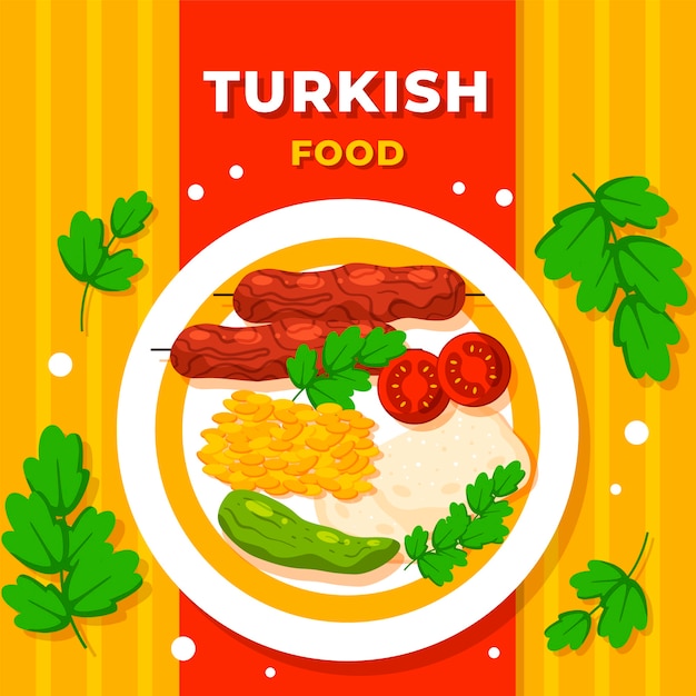 Free Vector flat design turkish food illustration