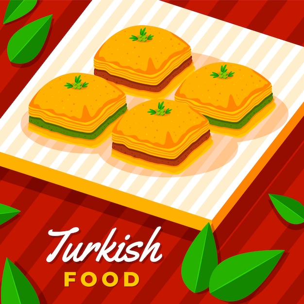 Free Vector flat design turkish food illustration