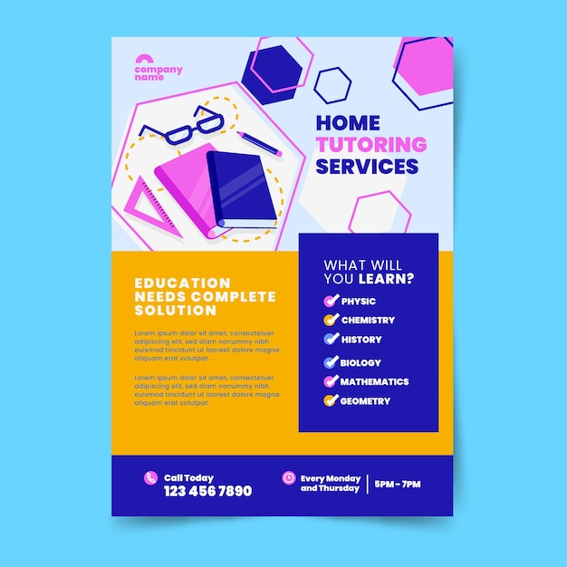 Flat design tutoring flyer