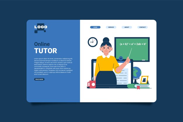 Flat design tutoring landing page