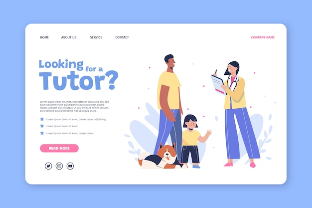 Flat design tutoring landing page