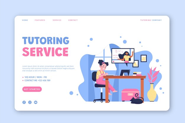 Flat design tutoring landing page