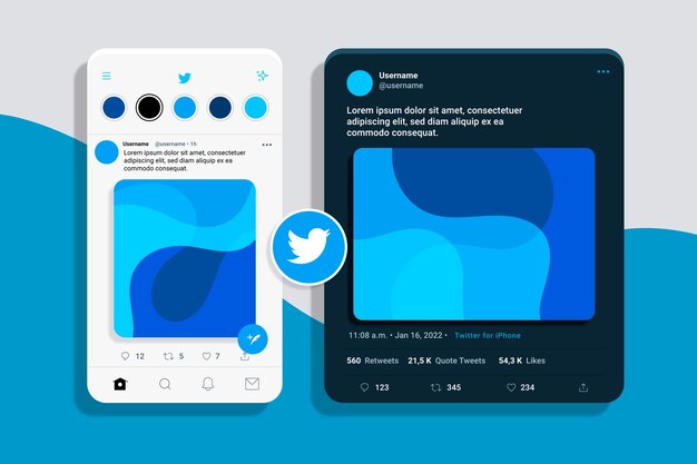 Flat design tweet mockup