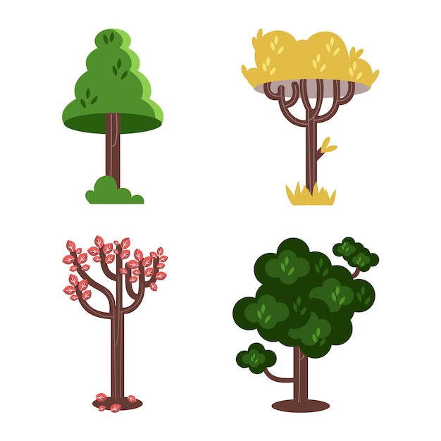 Free Vector flat design type of trees collection