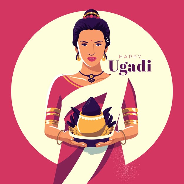 Flat design ugadi concept