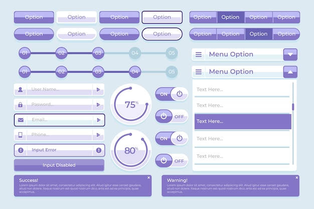 Flat design ui kit collection