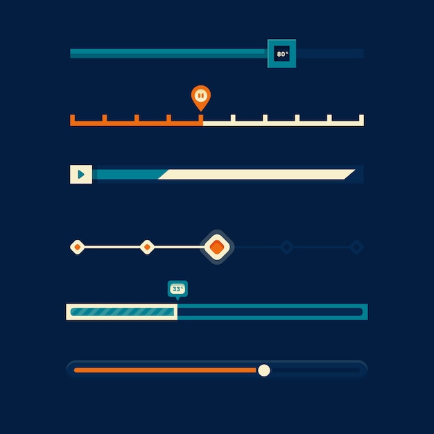 Flat design ui sliders collection