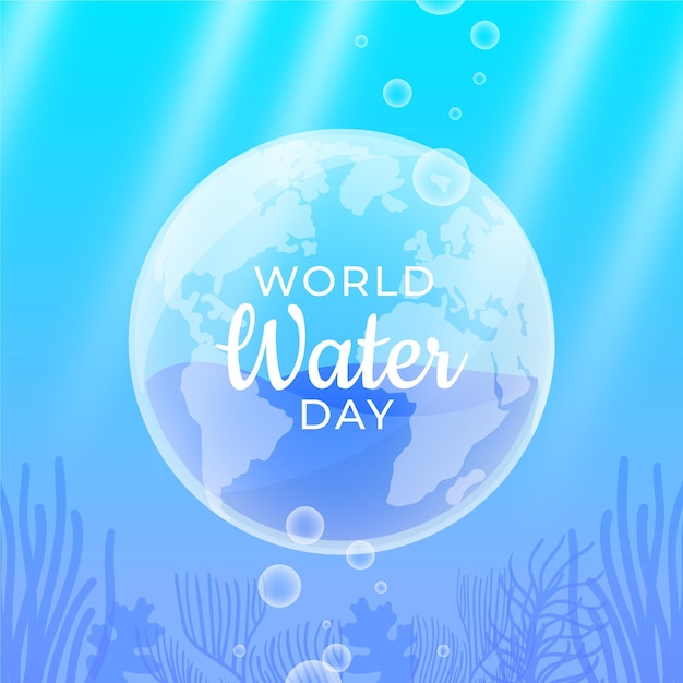 Flat design underwater world water day