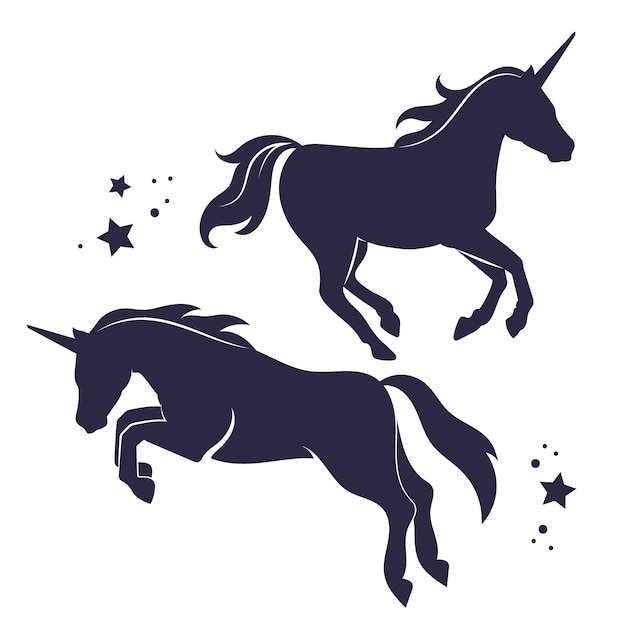 Flat design unicorn silhouette illustration