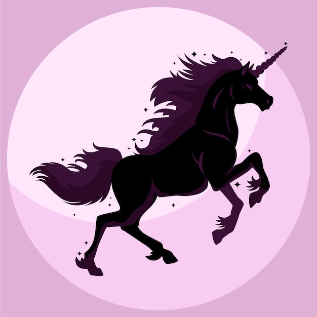 Free Vector flat design unicorn silhouette illustration