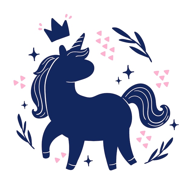 Free Vector flat design unicorn silhouette illustration