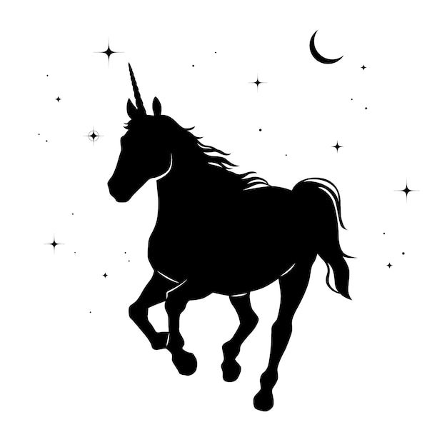 Flat design unicorn silhouette illustration