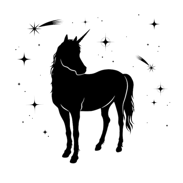 Flat design unicorn silhouette illustration