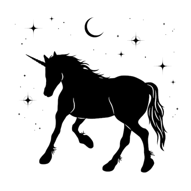 Flat design unicorn silhouette illustration