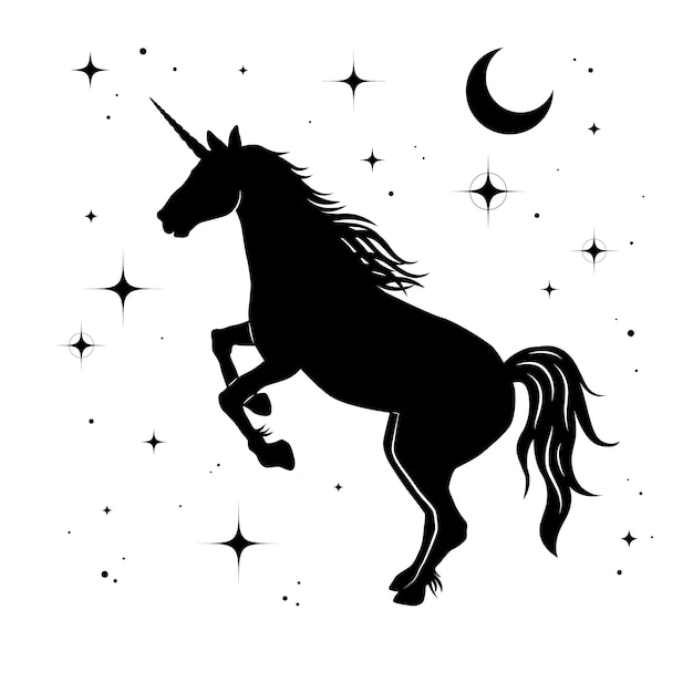 Free vector flat design unicorn silhouette illustration