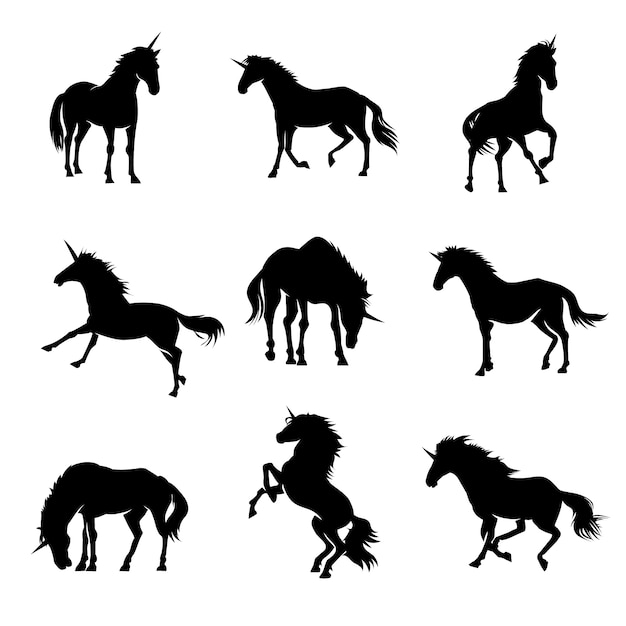 Free Vector flat design unicorn silhouette illustration