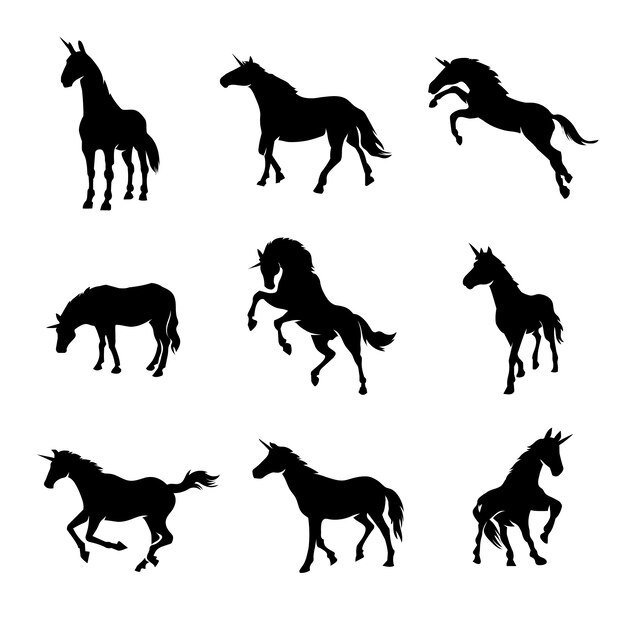 Flat design unicorn silhouette illustration