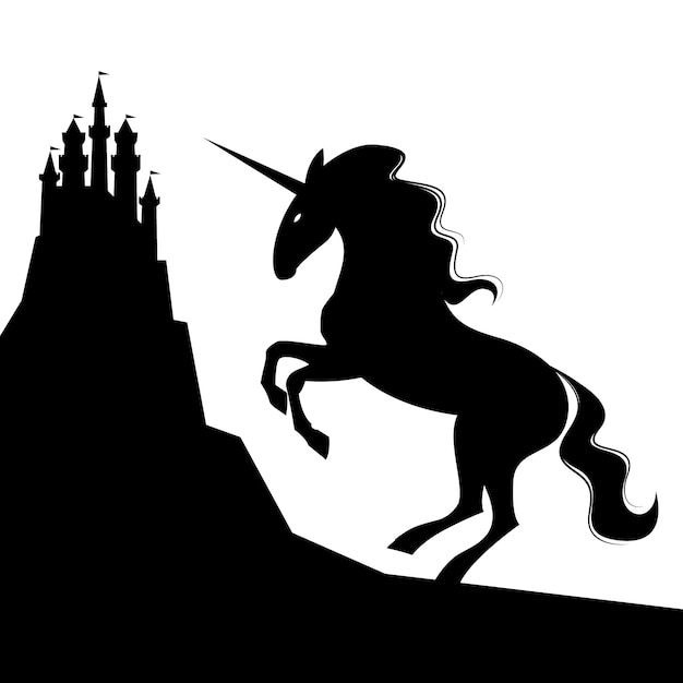 Flat design unicorn silhouette illustration