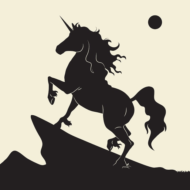 Flat design unicorn silhouette illustration