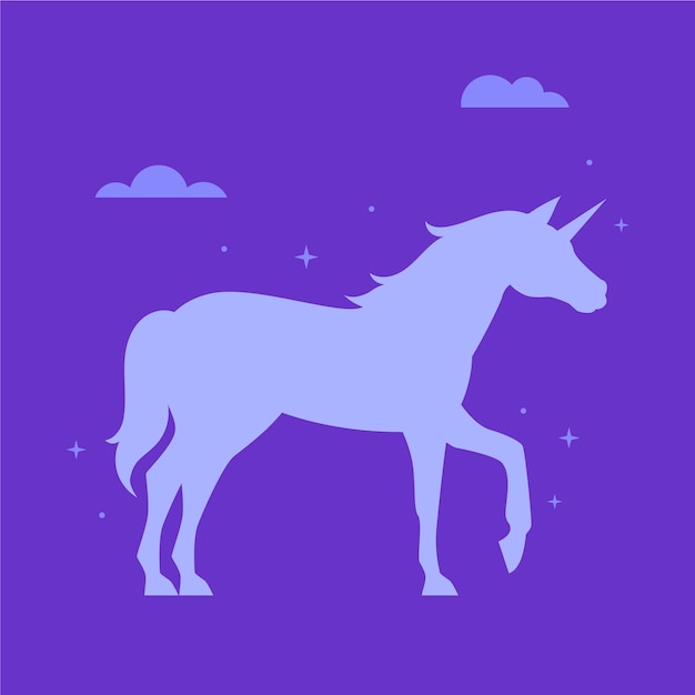 Free Vector flat design unicorn silhouette illustration